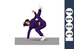Young woman breakdancing in purple sportswear dynamic pose v Product Image 1