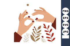 Hands Holding Ladybugs with Autumn Leaves and Natural Brown Product Image 1
