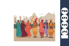Traditional Punjabi Bhangra Dance Group in Colorful Attire C Product Image 1