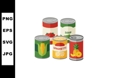 Canned Food Collection with Tomato Corn Pineapple Spaghetti Product Image 1