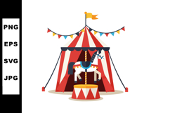 Circus tent with colorful flags and carousel horse vector il Product Image 1