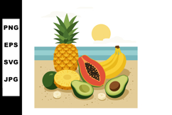 Tropical fruits pineapple papaya banana avocado fresh summer Product Image 1
