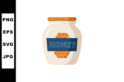 Honey jar with label and wooden lid vector illustration natu Product Image 1
