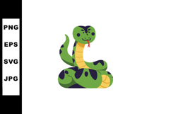 Green cartoon snake with black spots and red tongue vector i Product Image 1