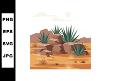 Desert landscape with rocks and dry grass in arid environmen Product Image 1