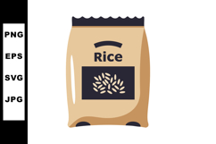 Rice bag packaging illustration with black label and beige c Product Image 1