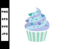 Cupcake with blue and purple frosting and heart sprinkles ve Product Image 1