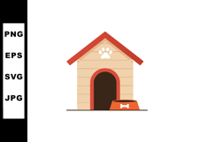 Dog house with red roof and orange food bowl vector illustra Product Image 1