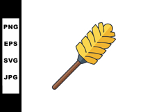 Feather Duster Cleaning Tool with Yellow Feathers and Wooden Product Image 1