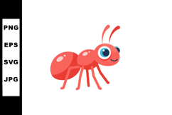 Red cartoon ant vector illustration with smiling face and bi Product Image 1