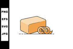 Butter block with curled butter slice vector illustration in Product Image 1