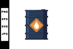 Dark blue oil barrel container with liquid drop symbol vecto Product Image 1