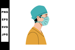 Medical professional wearing surgical mask and cap in profil Product Image 1
