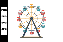 Ferris wheel amusement park ride with colorful cabins and si Product Image 1