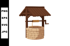 Stone Water Well with Wooden Roof and Crank Handle Rustic Ou Product Image 1