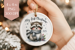 Raccoon My First Christmas 2025 Ornament PNG Product Image 1
