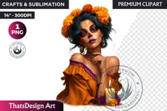 La Catrina Day of the Dead, Sugar Skull Clipart, mexican png Product Image 1