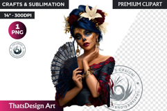 La Catrina Day of the Dead, Sugar Skull Clipart, mexican png Product Image 1