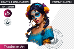 La Catrina Day of the Dead, Sugar Skull Clipart, mexican png Product Image 1