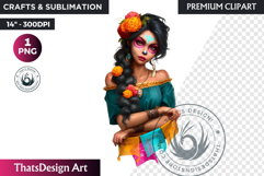 La Catrina Day of the Dead, Sugar Skull Clipart, mexican png Product Image 1