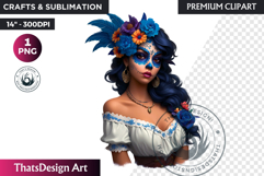 La Catrina Day of the Dead, Sugar Skull Clipart, mexican png Product Image 1