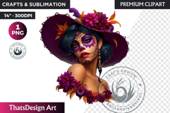 La Catrina Day of the Dead, Sugar Skull Clipart, mexican png Product Image 1