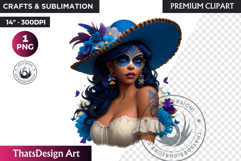 La Catrina Day of the Dead, Sugar Skull Clipart, mexican png Product Image 1
