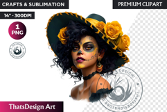 La Catrina Day of the Dead, Sugar Skull Clipart, mexican png Product Image 1