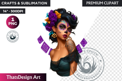 La Catrina Day of the Dead, Sugar Skull Clipart, mexican png Product Image 1