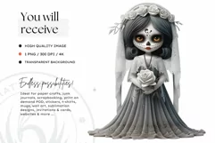 Cute La catrina La Llorona Day of the Dead Sugar skull PNG 5 Product Image 2