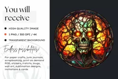 Stained Glass Halloween Clipart PNG for crafts & sublimation Product Image 2