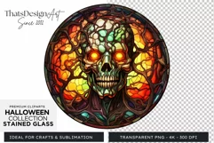 Stained Glass Halloween Clipart PNG for crafts & sublimation Product Image 1
