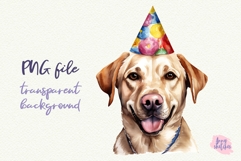3 Birthday Labrador Retriever Clipart in a Party Hat PNG Product Image 4