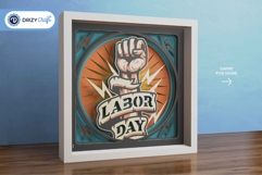 Labor Day 3D Layered Paper Cut - Fist Hand 3D Shadow Box Product Image 2