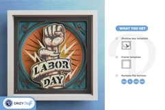 Labor Day 3D Layered Paper Cut - Fist Hand 3D Shadow Box Product Image 3