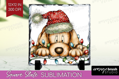 Labrador Tangled In Christmas Lights Slate PNG Funny Xmas Product Image 1