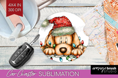 Labrador Tangled In Christmas Lights Car Coaster Funny Xmas Product Image 1