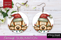 Labrador Tangled In Christmas Lights Round Earrings Funny Product Image 1