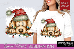 Labrador Tangled In Christmas Lights Square Tshirt Funny Product Image 1