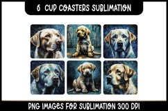 6 Cup Coasters Labrador dogs Sublimation Bundle Product Image 1