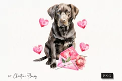 Valentine Labrador Dog PNG | Valentine's Day Clipart Product Image 1