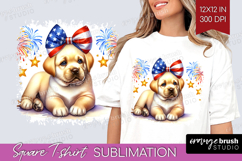 Labrador Retriever Dog Square Tshirt Background Patriotic Product Image 1