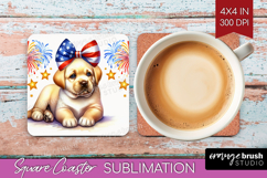 Labrador Retriever Dog Square Coaster Patriotic Dog Coaster Product Image 1