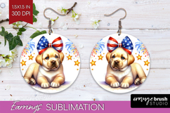 Labrador Retriever Dog Round Earrings Patriotic Dog PNG Product Image 1