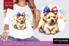 Labrador Retriever Dog Round Tshirt Background Patriotic Dog Product Image 1
