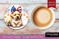 Labrador Retriever Dog Round Coaster Patriotic Dog Coaster Product Image 1