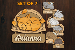 Personalized Sleeping Animals Kids Name Signs Set of 7 Product Image 3