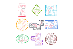 labyrinth game maze set cartoon Product Image 1