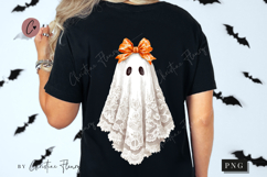 Lace Ghost Boo Bow PNG Product Image 2
