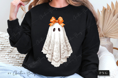 Lace Ghost Boo Bow PNG Product Image 4